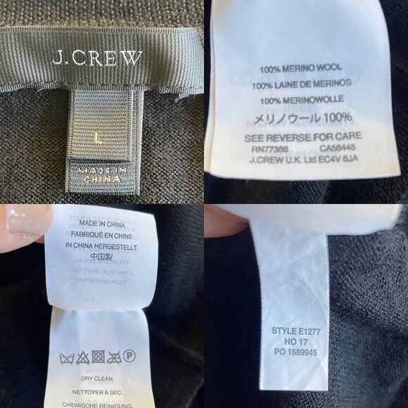 J.Crew Women's Black Merino Wool Crewneck Pullover Lightweight Sweater Size L - Picture 3 of 5